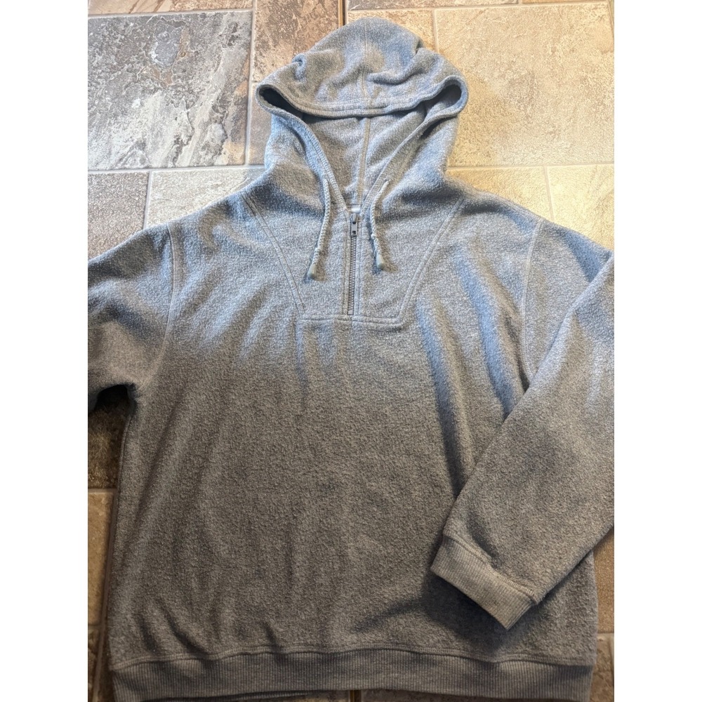 North West Blue Womens Quarter Zip Hoodie Heather Grey Fleece Pullover Medium